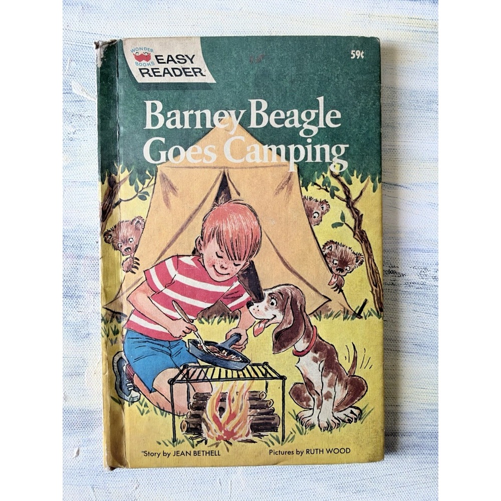 Barney Beagle Goes Camping Jean Bethell 1970 Wonder Books Easy Reader Vintage HC